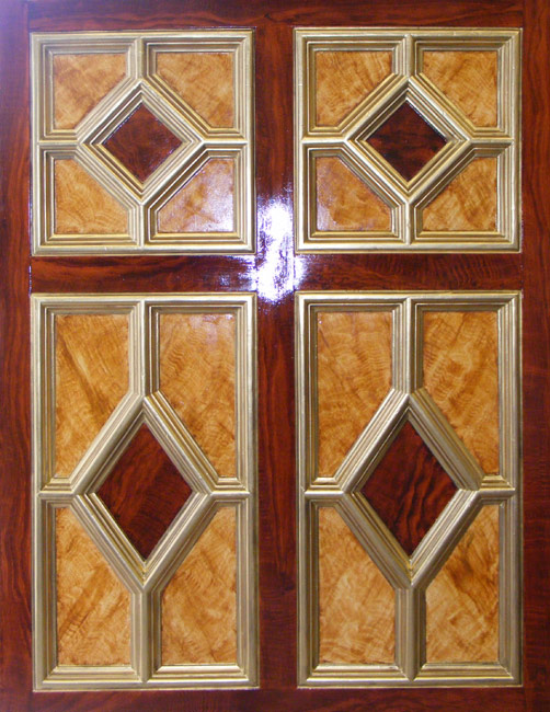 Satin Wood and Mahogany Wood Grained and Gilded Wall Panel, 19th Century Private Residence, London