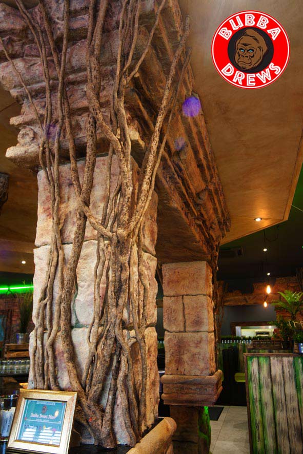 Sculpted bar facade, faux finished ceilings, decorative painting UK