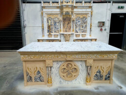 Marbled altar, marbling, church painting London, restoration conservation, gilding London