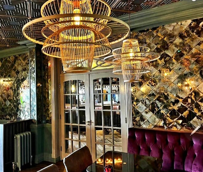 Antique gold smoked mirror feature wall tiles for hotel restaurant