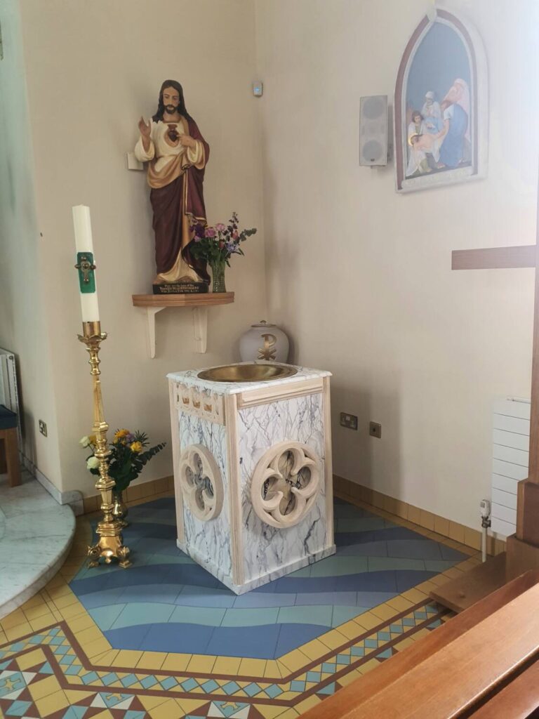 Church - Handcrafted Baptismal Font, Venetian Plaster, Marbled Inserts And Gilding.