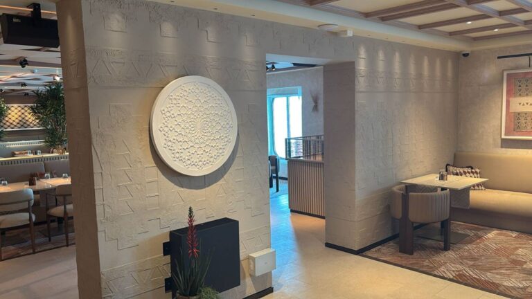 Embossed Venetian Plaster Walls To The Restaurant Walls Onboard The Aroya Cruise Ship