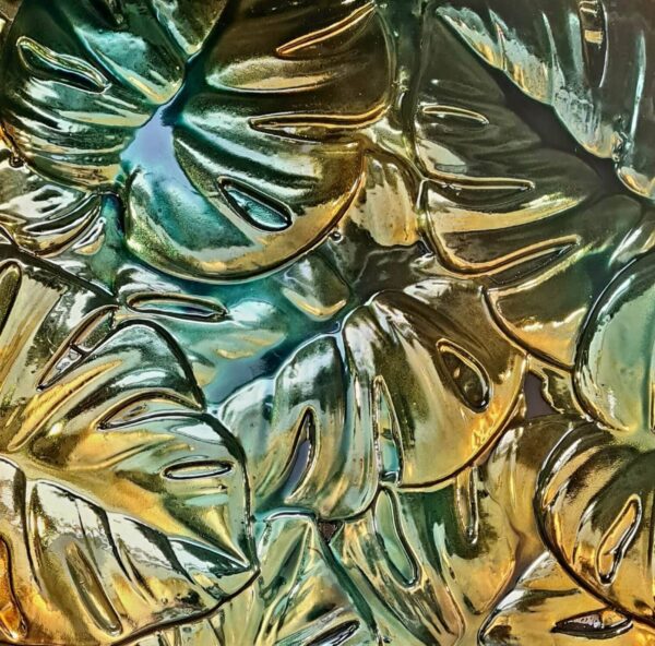 Gold and Green Leaf Antique Mirror Wall Relief Panels