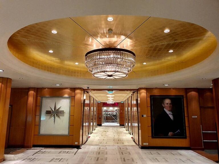 Gold leaf and gilded ceiling to Cunard's Queen Mary Cruise Ship.