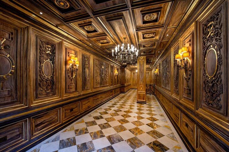 Wood graining and gilding to shop interior, London