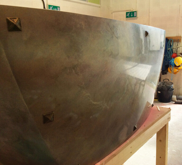 Mother of Pearl exterior bath finish for an exclusive range of baths for Harrods, London.