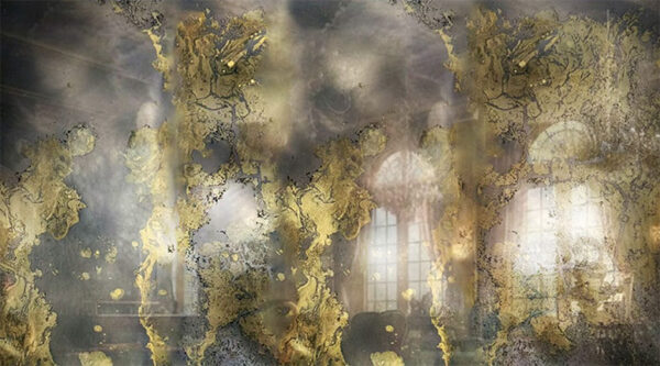 AM23 Vintage Cracked Gold Distressed Antique Mirror Glass