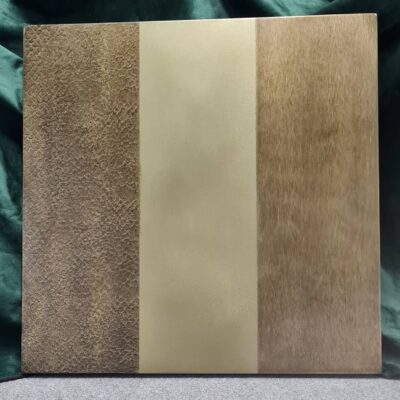 Brass Patina and Crosshatch Liquid Metal Finish Panels