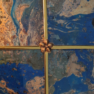 70 Blue and Sapphire Aged Mirror Glass